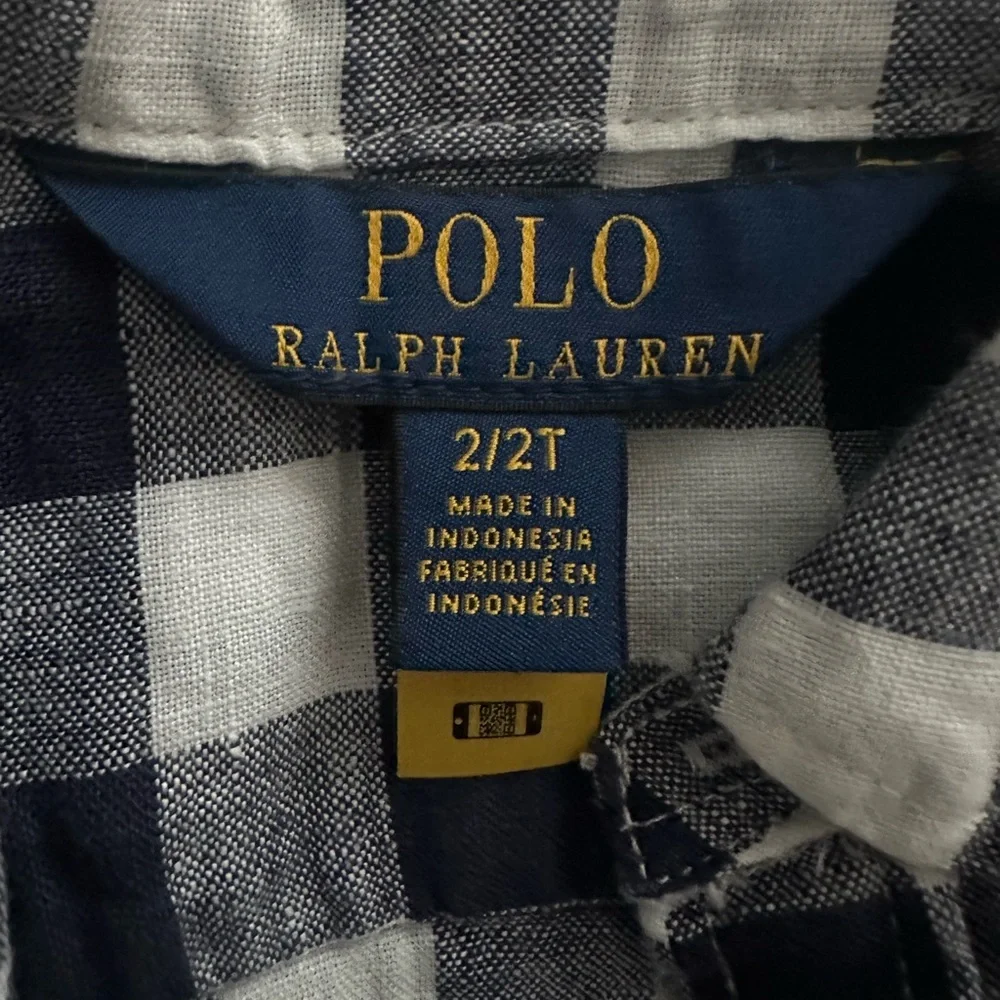 POLO RALPH LAUREN TODDLER GIRL GINGHAM LINEN SHIRTDRESS